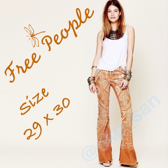 Rare Free People Discharge Bali Flare Jeans Sz 29